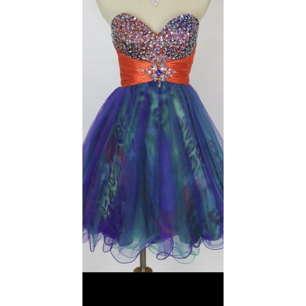 Riva Strapless Bubble Size 10 Prom Formal Short Gown Cruise Isle Capri